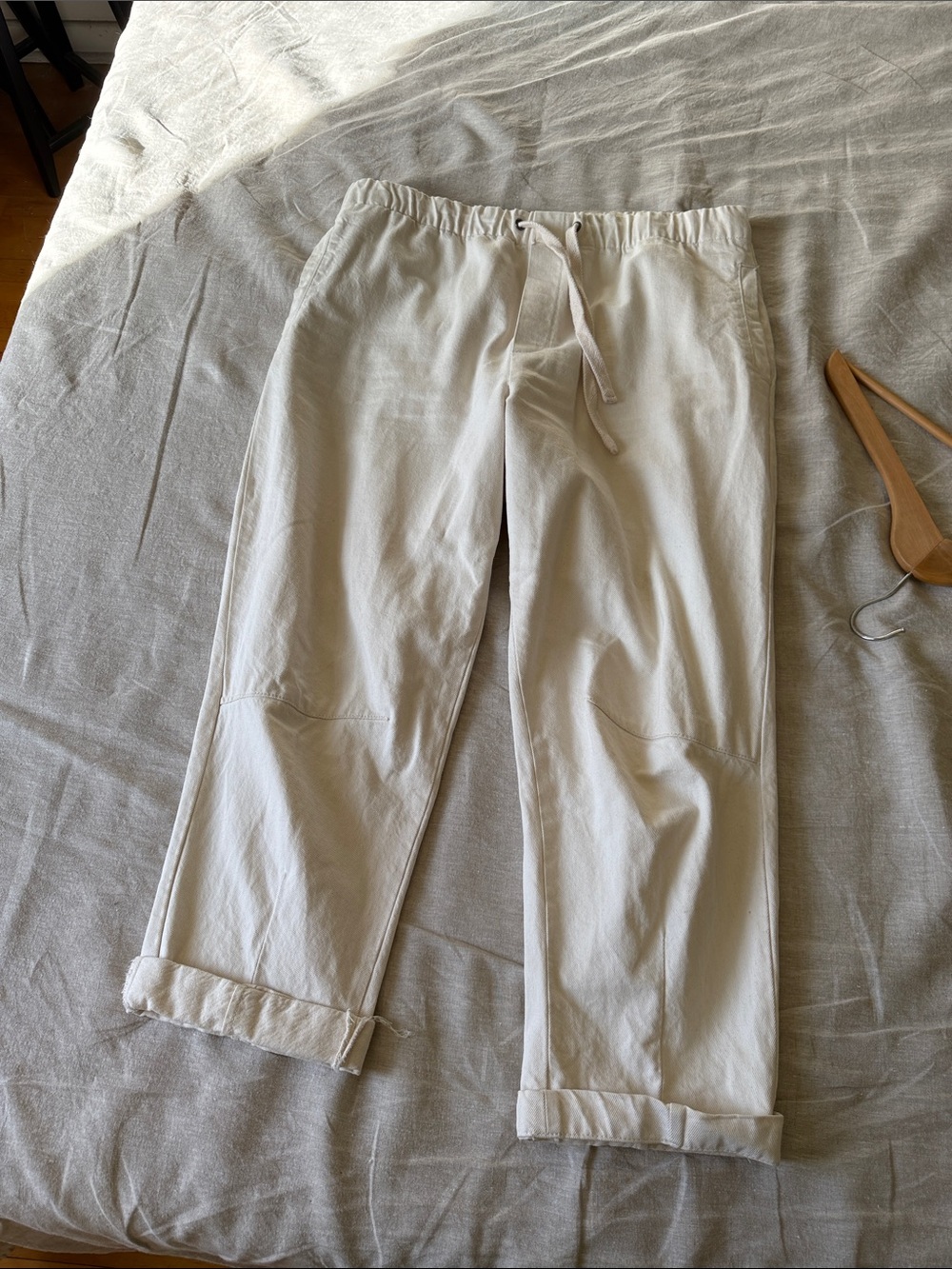 Casual Drawstring Pants in Light Beige